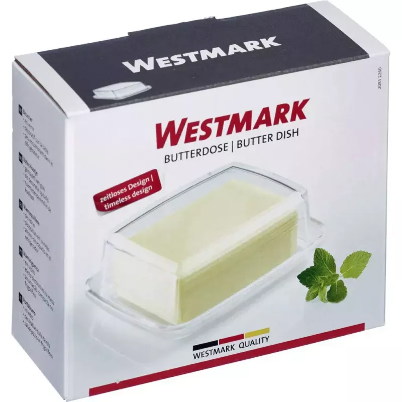 Butterdose Westmark 20852260, rechteckiges Glas, 143×118×55 mm, transparent