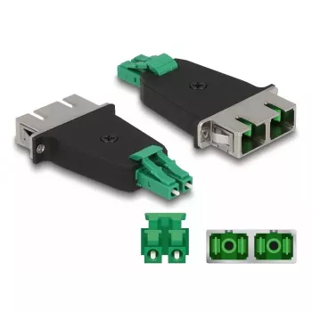 DeLOCK Hybridkoppler für Lichtwellenleiter LC Duplex Stecker auf SC Duplex Buchse grün