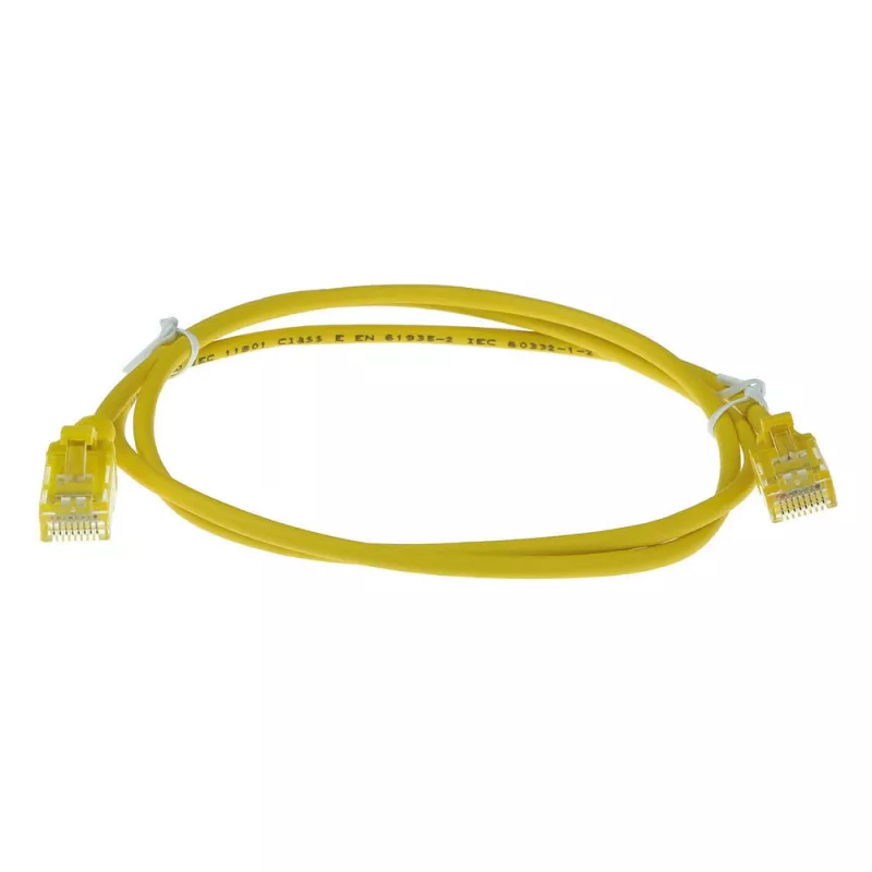 ACT Gelb 7 Meter LSZH U/UTP CAT6 Datacenter Slimline-Patchkabel mit Schnappschutz und RJ45-Steckern