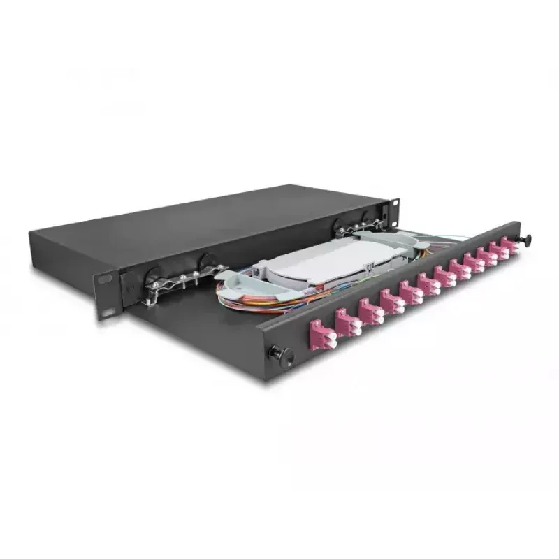 DeLOCK Glasfaser-Spleißbox 67005 Schwarz Metall 482x220x44 mm