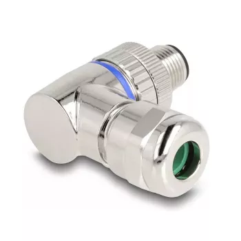 DeLOCK M12 Steckverbinder A-kodiert 3-polig Stecker 90° gewinkelt Metall