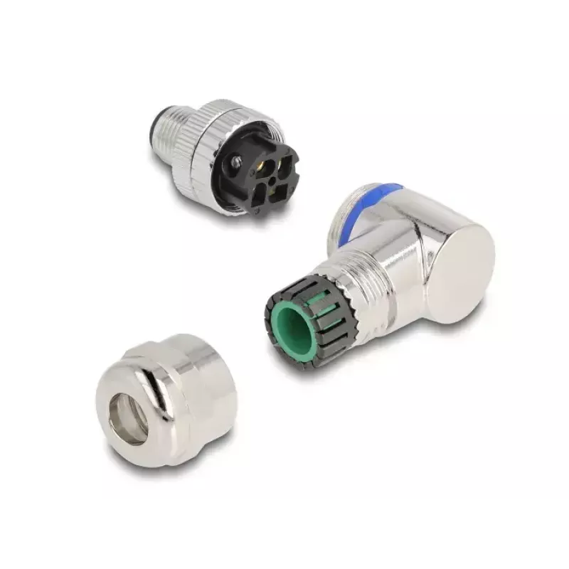 DeLOCK M12 Steckverbinder A-kodiert 4-polig Stecker 90° abgewinkelt Metall