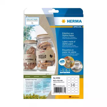 Selbstklebe-Etikett HERMA 10763 Permanent Braun 360 Stück Ellipse 63,5x42,3 mm
