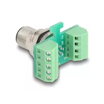 DeLOCK M12 Transfermodul-Adapter 8-polig A-kodiert Stecker auf 9-polige Klemmleiste