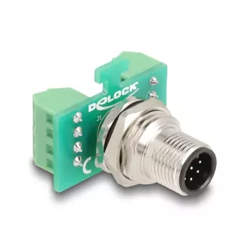 DeLOCK M12 Transfermodul-Adapter 8-polig A-kodiert Stecker auf 9-polige Klemmleiste