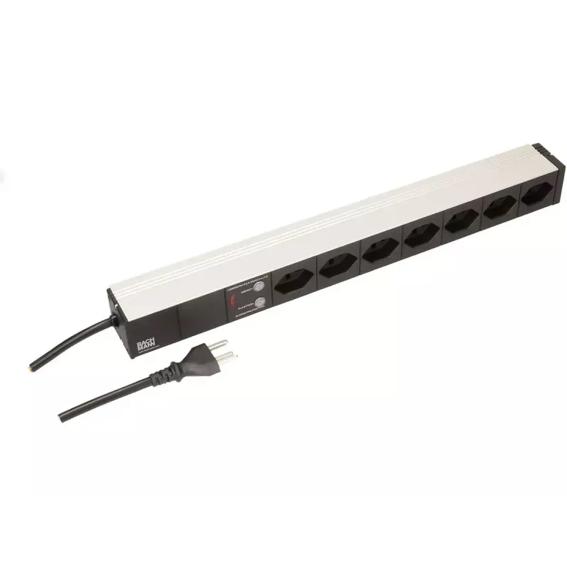 Stromverteilereinheit Max Hauri AG 107750 7 AC-Steckdosen 1U Schwarz Silber