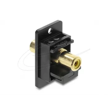 Keystone-Modul DELOCK 91113 mit Cinch-zu-Cinch-Buchsen, flache Bauform, schwarz/gelb