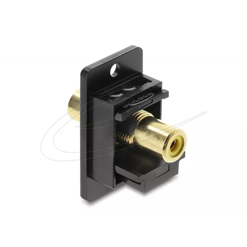 Keystone-Modul DELOCK 91113 mit Cinch-zu-Cinch-Buchsen, flache Bauform, schwarz/gelb