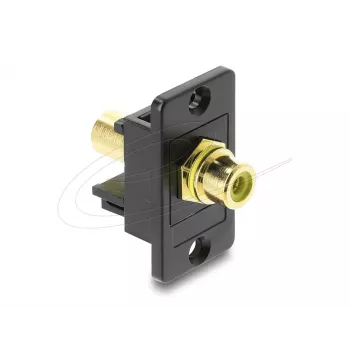 Keystone-Modul DELOCK 91113 mit Cinch-zu-Cinch-Buchsen, flache Bauform, schwarz/gelb