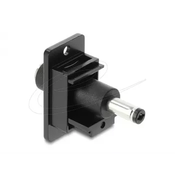 Keystone-Modul DELOCK 91121 — flache DC-Buchse 5,5 x 2,5 mm, schwarz, 19,1×42,3×35,5 mm