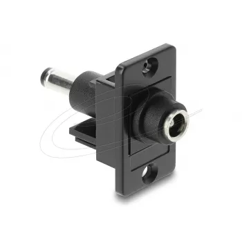 Keystone-Modul DELOCK 91121 — flache DC-Buchse 5,5 x 2,5 mm, schwarz, 19,1×42,3×35,5 mm