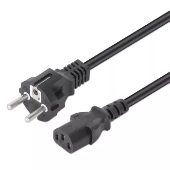 Manhattan Netzkabel, Euro 2-poliger Stecker (CEE 7/4 Schuko) auf C13 Buchse (Kaltgerätekabel), 5m, 10A, Schwarz, lebenslange Garantie