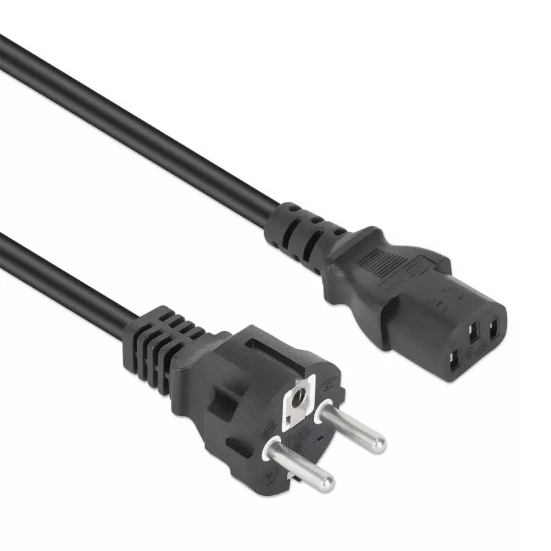Manhattan Netzkabel, Euro 2-poliger Stecker (CEE 7/4 Schuko) auf C13 Buchse (Kaltgerätekabel), 5m, 10A, Schwarz, lebenslange Garantie
