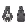 Manhattan Netzkabel, Euro 2-poliger Stecker (CEE 7/4 Schuko) auf C13 Buchse (Kaltgerätekabel), 5m, 10A, Schwarz, lebenslange Garantie