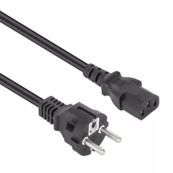 Manhattan Netzkabel, Euro-Stecker 2-polig (CEE 7/4 Schuko) auf C13 Buchse (Kaltgerätestecker), 3 m, 10 A, Schwarz, lebenslange Garantie