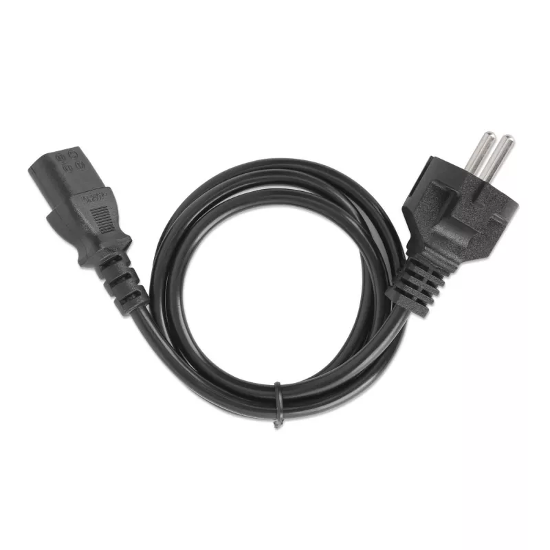 Manhattan Netzkabel, Euro-Stecker 2-polig (CEE 7/4 Schuko) auf C13 Buchse (Kaltgerätestecker), 3 m, 10 A, Schwarz, lebenslange Garantie