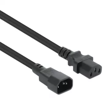 Manhattan Stromkabel, C14 Stecker auf C13 Buchse (Kaltgerätekabel), Monitor zu CPU, 5m, 10A, Schwarz, Kabel, Lebenslange Garantie