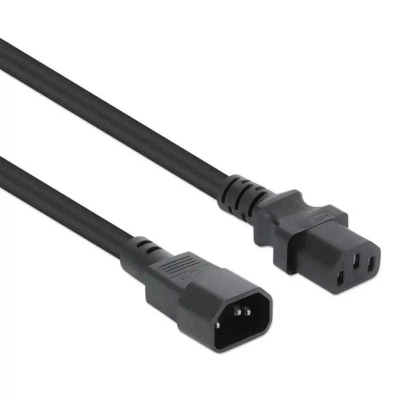 Manhattan Stromkabel, C14 Stecker auf C13 Buchse (Kaltgerätekabel), Monitor zu CPU, 5m, 10A, Schwarz, Kabel, Lebenslange Garantie