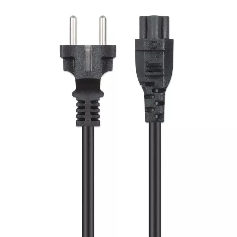 Manhattan Netzkabel, Euro 2-polig (CEE 7/4 Schuko) Stecker auf C5 Buchse (Kleeblatt/dreieckig), 1m, 2,5A, Blei, lebenslange Garantie
