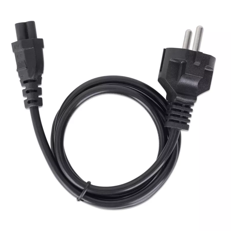 Manhattan Netzkabel, Euro 2-polig (CEE 7/4 Schuko) Stecker auf C5 Buchse (Kleeblatt/dreieckig), 1m, 2,5A, Blei, lebenslange Garantie