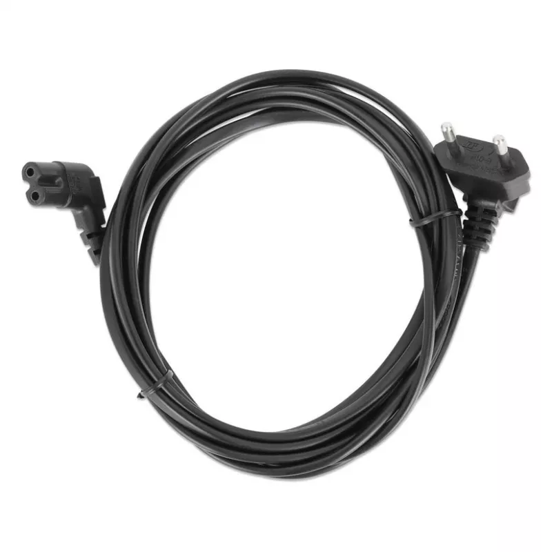 Manhattan Netzkabel (gewinkelt), Euro 2-Pin (CEE 7/16 Euro 8) Stecker auf C7 Buchse (Achterkabel), 2m, 2,3A, Schwarz, Blei, Lebenslange Garantie