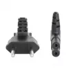 Manhattan Netzkabel (gewinkelt), Euro-2-polig (CEE 7/16 Euro 8) Stecker auf C7 Buchse (Figure-8), 3m, 2,3A, Schwarz, Blei, Lebenslange Garantie