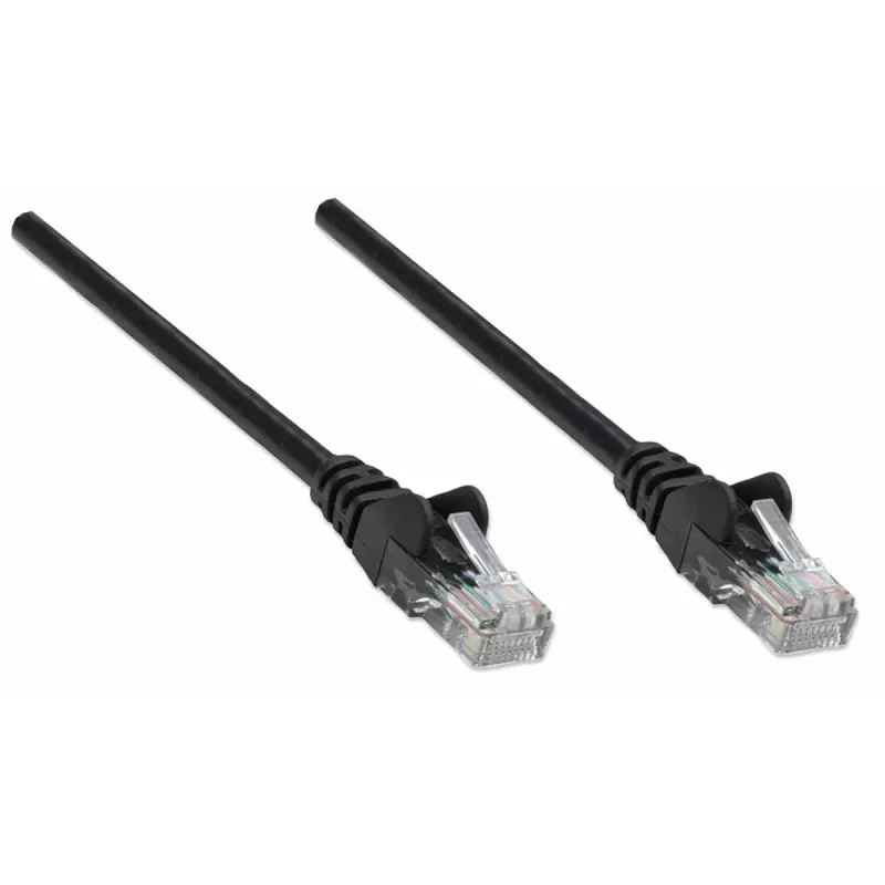 Intellinet Netzwerk-Patchkabel, Cat5e, 15 m, Schwarz, CCA, U/UTP, PVC, RJ45, vergoldete Kontakte, rastnasenschutz, Knickschutz, lebenslange Garantie