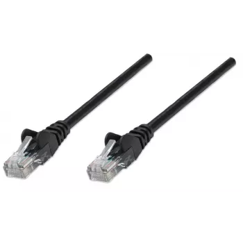 Intellinet Netzwerk-Patchkabel, Cat5e, 0,5 m, Schwarz, CCA, U/UTP, PVC, RJ45, vergoldete Kontakte, rastnasensicher, mit Zugentlastung, lebenslange Garantie