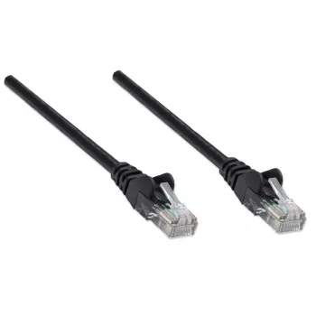 Intellinet Netzwerk-Patchkabel, Cat5e, 0,5 m, Schwarz, CCA, U/UTP, PVC, RJ45, vergoldete Kontakte, rastnasensicher, mit Zugentlastung, lebenslange Garantie