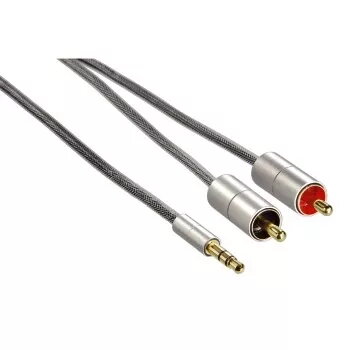 Audiokabel Hama 00080864 1m 3,5mm auf 2 x Cinch Silber