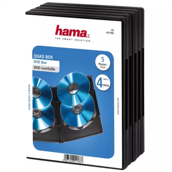 Hama DVD Quad Box, Schwarz, 5er-Pack, 4 Discs