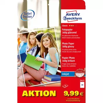 Glanzpapier Avery Classic Inkjet DIN A4 160g