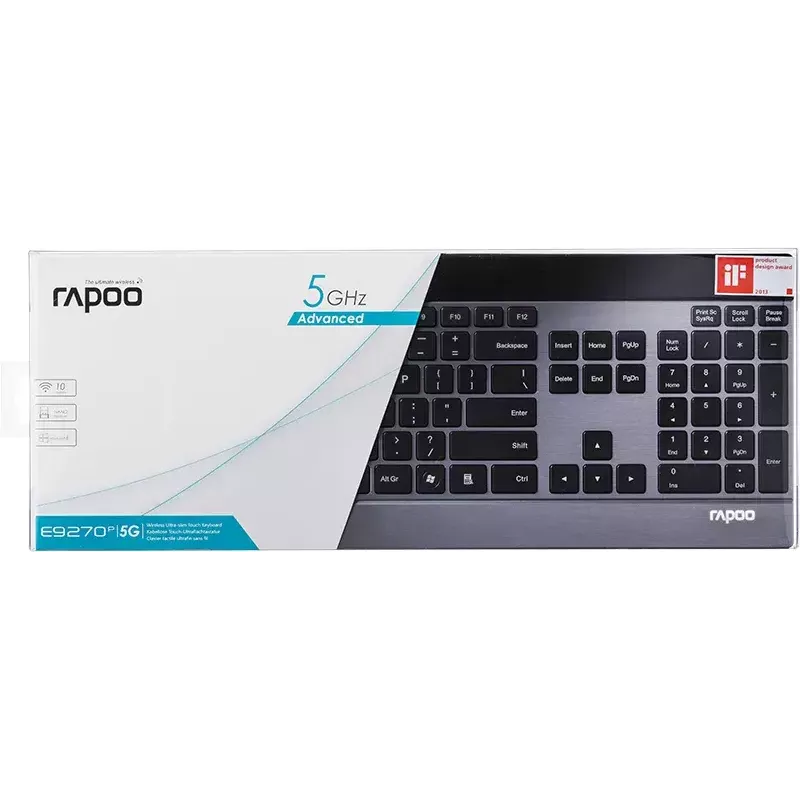 Tastatur Rapoo E9270P RF Wireless QWERTZ German Schwarz Silver