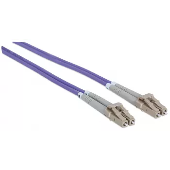 Intellinet Glasfaser-Patchkabel, OM4, LC/LC, 5m, Violett, Duplex, Multimode, 50/125 µm, LSZH, Glasfaser, Lebenslange Garantie