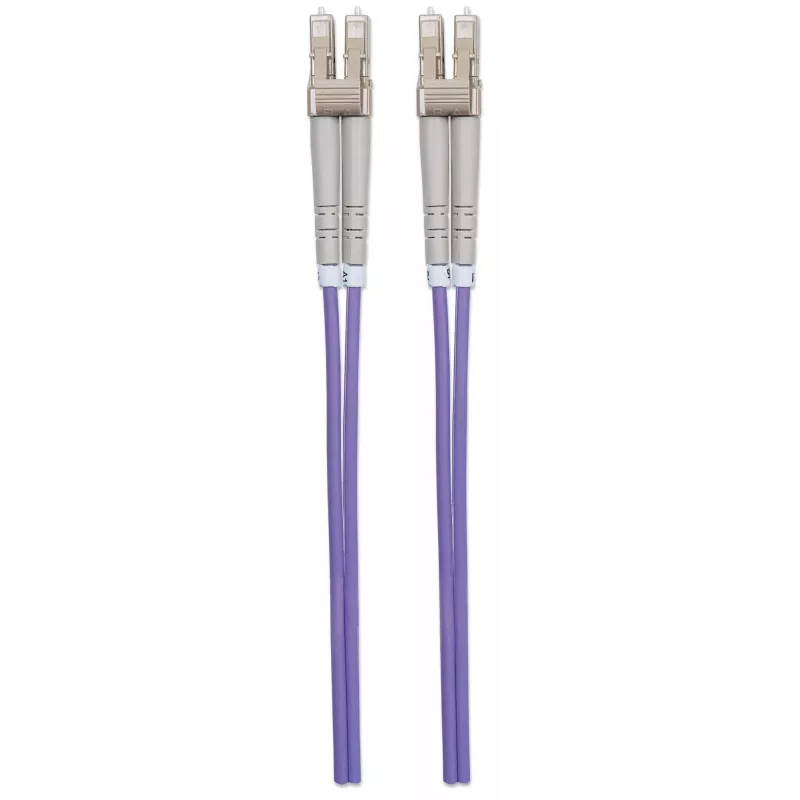 Intellinet Glasfaser-Patchkabel, OM4, LC/LC, 5m, Violett, Duplex, Multimode, 50/125 µm, LSZH, Glasfaser, Lebenslange Garantie