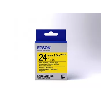Epson Labelband Magnetisch LK-6YB2 Schwarz/Gelb 24mm (1,5m)
