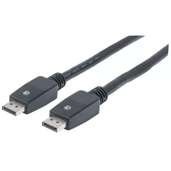 Manhattan DisplayPort 1.1 Kabel, 4K@60Hz, 10m, Stecker auf Stecker, mit Verriegelung, voll geschirmt, Schwarz, lebenslange Garantie