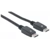 Manhattan DisplayPort 1.1 Kabel, 4K@60Hz, 10m, Stecker auf Stecker, mit Verriegelung, voll geschirmt, Schwarz, lebenslange Garantie