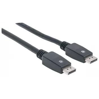 Manhattan DisplayPort 1.1 Kabel, 4K@60Hz, 10m, Stecker auf Stecker, mit Verriegelung, voll geschirmt, Schwarz, lebenslange Garantie