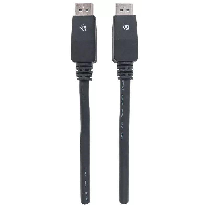 Manhattan DisplayPort 1.1 Kabel, 4K@60Hz, 10m, Stecker auf Stecker, mit Verriegelung, voll geschirmt, Schwarz, lebenslange Garantie