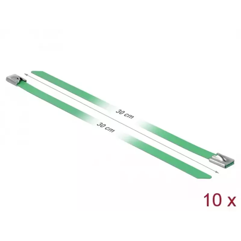 Kabelbinder DeLOCK 18806 Stahl Grün 300mm 10 Stück