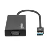 Manhattan USB-A-Dock/Hub, Anschlüsse (x5): Ethernet, HDMI, USB-A (x2) und VGA, Micro-USB-Stromeingang (optional, nur wenn zusätzliche Stromversorgung benötigt wird. Nicht erforderlich für Dual-Monitor-Funktionalität. Kabel nicht im Lieferumfang enthalten), Aluminium, Schwarz, Drei Jahre Garantie