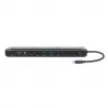 Manhattan USB-C Dock/Hub mit Kartenleser und MST, Anschlüsse (x9): Audio 3,5 mm, DisplayPort, Ethernet, HDMI, USB-A (x3), USB-C und VGA, mit Power Delivery (100 W) zum USB-C-Anschluss (Hinweis: zusätzliches USB-C-Netzteil und USB-C-Kabel erforderlich), alle Anschlüsse können gleichzeitig genutzt werden