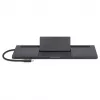 Manhattan USB-C Dock/Hub mit Kartenleser und MST, Anschlüsse (x9): Audio 3,5 mm, DisplayPort, Ethernet, HDMI, USB-A (x3), USB-C und VGA, mit Power Delivery (100 W) zum USB-C-Anschluss (Hinweis: zusätzliches USB-C-Netzteil und USB-C-Kabel erforderlich), alle Anschlüsse können gleichzeitig genutzt werden
