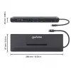 Manhattan USB-C Dock/Hub mit Kartenleser und MST, Anschlüsse (x9): Audio 3,5 mm, DisplayPort, Ethernet, HDMI, USB-A (x3), USB-C und VGA, mit Power Delivery (100 W) zum USB-C-Anschluss (Hinweis: zusätzliches USB-C-Netzteil und USB-C-Kabel erforderlich), alle Anschlüsse können gleichzeitig genutzt werden