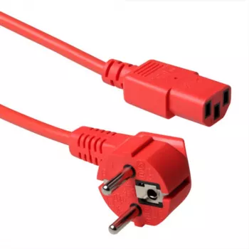 Netzkabel ACT Netzstecker CEE 7/7 (gewinkelt) auf C13 Kupplung, 5 m, 250 V 10 A, rot