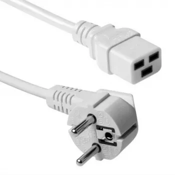 Netzkabel ACT Netzstecker CEE 7/7 (gewinkelt) auf C19-Kupplung, 3 m, 250 V 16 A, weiß
