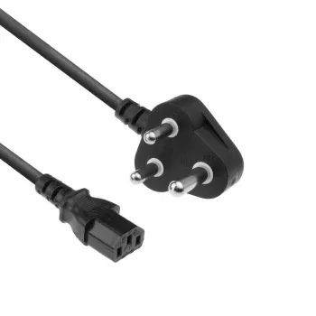 Netzkabel ACT Powercord Indien/SA-Stecker – C13 schwarz 2,5 m