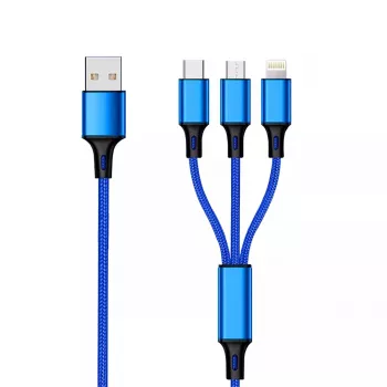 USB-Kabel 2GO 797151 1,5 m USB-B USB-C/Micro-USB-B/Lightning Schwarz Blau