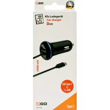 Mobiles Ladegerät 2GO 797170 Universal Schwarz Zigarettenanzünder Auto 12/24V USB 1,4m